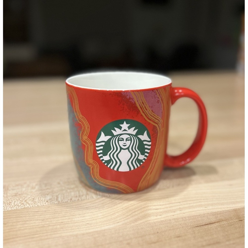 Starbucks 2021 Red Watercolor Holiday Christmas 18 Oz Coffee Mug Hot Cocoa